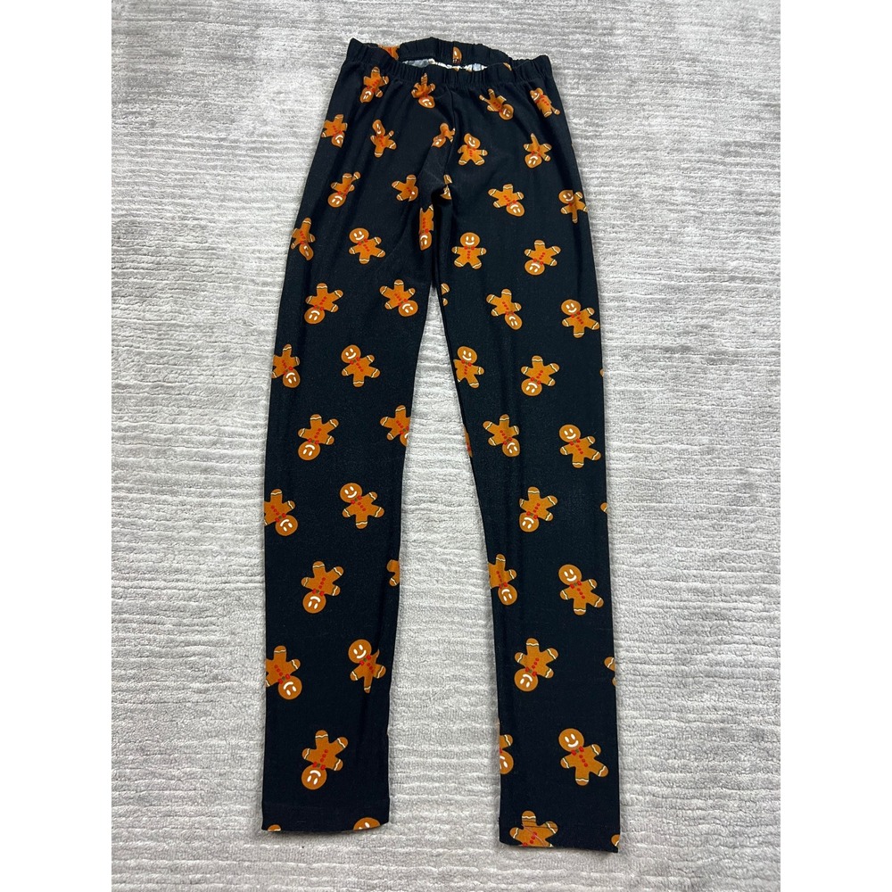 Bobbie Brooks Leggings Women Medium Black Gingerbread Man Holiday Festive Print